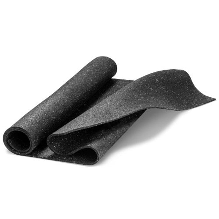 Rolled rubber underlay mat for floor soundproofing.