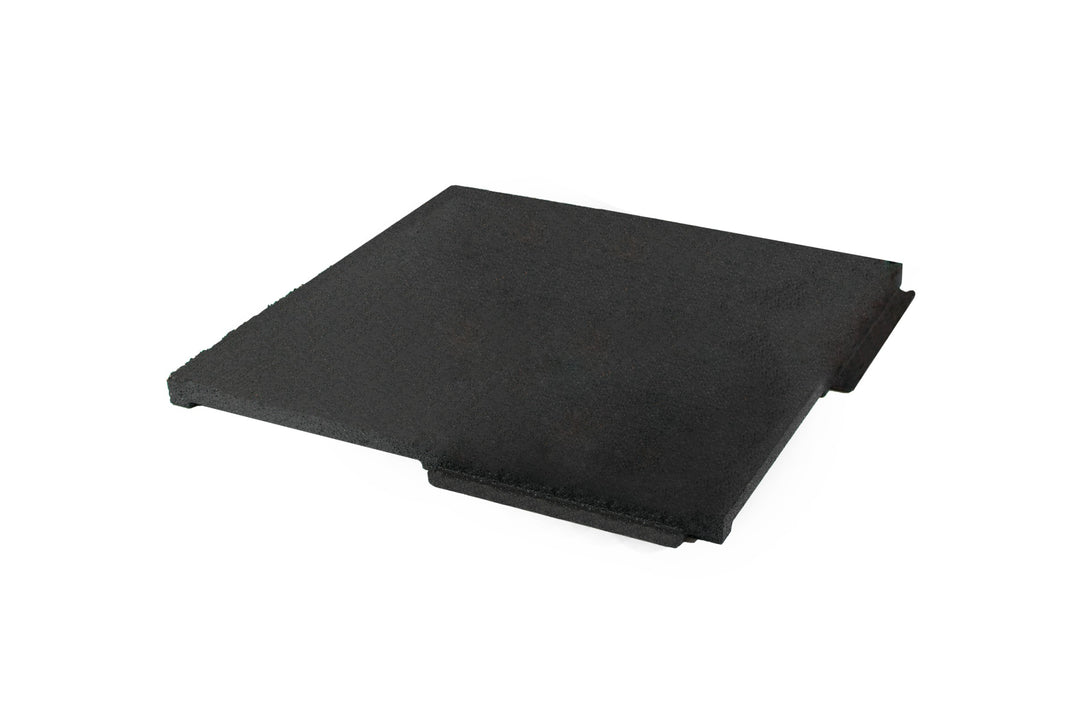 SilentTile 30mm Acoustic Gym Flooring Fitness Interlocking Tile, single black square with tongue-and-groove edges. Ideal for soundproof, noise reduction, and vibration damping in gyms, playgrounds, and high-traffic areas.