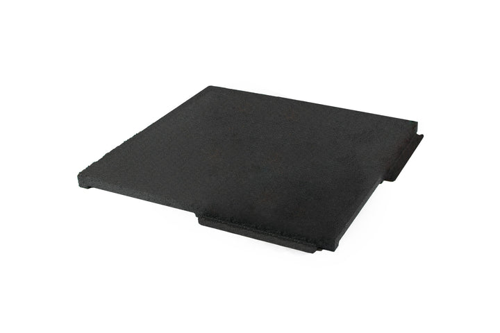 SilentTile 30mm Acoustic Gym Flooring Fitness Interlocking Tile, single black square with tongue-and-groove edges. Ideal for soundproof, noise reduction, and vibration damping in gyms, playgrounds, and high-traffic areas.