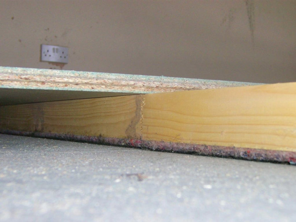 Acoustic Batten 55 for Concrete Floor: A composite batten designed for soundproofing and noise reduction, featuring a timber joist with SilentCloud felt for enhanced acoustic performance in flooring installations.