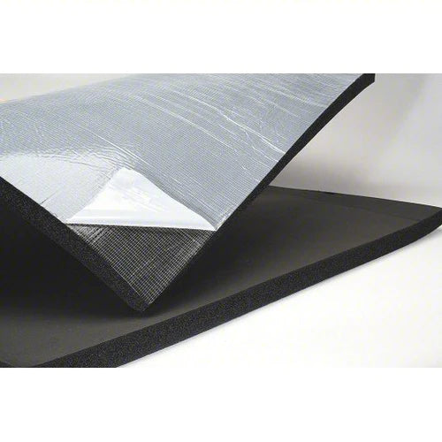 12mm Acoustic Insulation Foam Sheet Dark Grey Class O features reflective foil, mesh scrim, and closed-cell foam core for soundproofing, noise reduction, and vibration damping. Ideal for walls, ceilings, and vehicles.