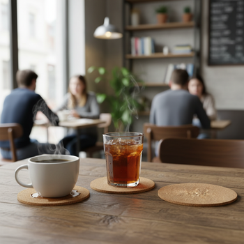 Premium Non-Adhesive Cork Coaster Sheets - 90mm Diameter, 2mm Thick, Pack of 50 for Versatile Use