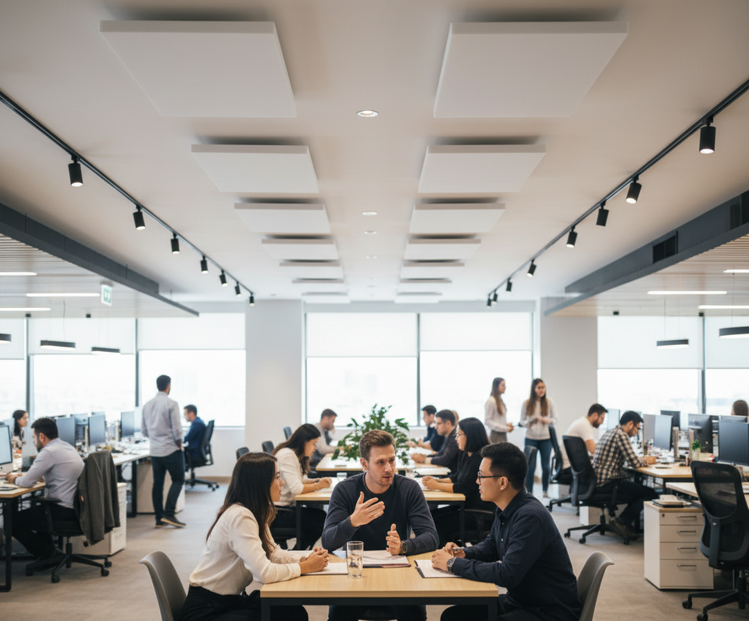 Premium Acoustic Absorption Panels enhance soundproofing in open-plan offices, reducing noise and improving acoustics. Ideal for restaurants, schools, and halls, these panels aid focus and comfort in collaborative spaces.