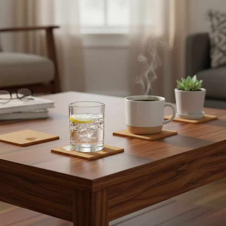 Premium Non-Adhesive Cork Sheet Coasters - 95mm x 95mm, 3mm Thick, Pack of 38 for Versatile Use