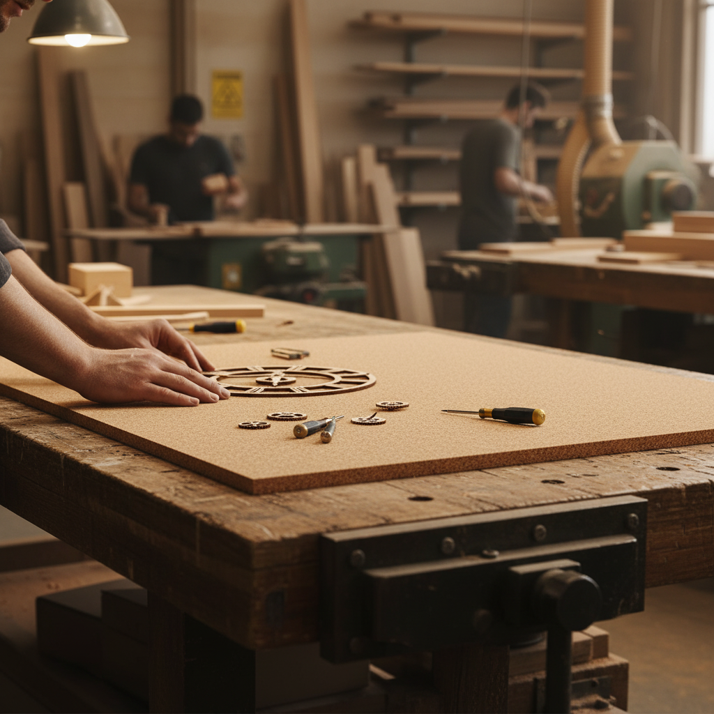 Premium Fine Grain Non Adhesive Cork Sheets - 610mm x 450mm x 35mm - Pack of 4 for Wall Coverings and Pinboards, ideal for soundproofing and acoustic projects in woodworking settings.