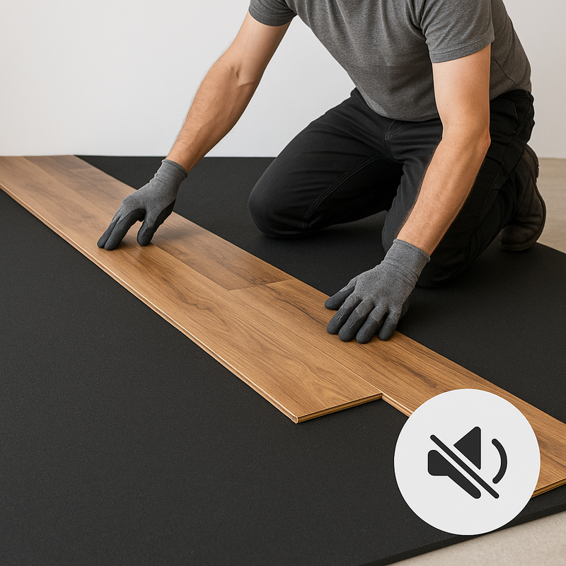 3mm Rubber Acoustic Soundproof Flooring Underlay – Up to 53 dB High Performance Impact Noise Reduction