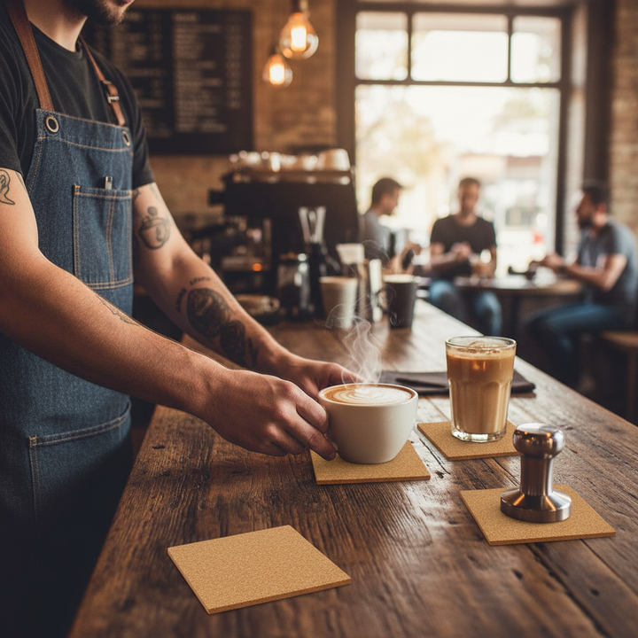 Premium Non-Adhesive Cork Coaster Sheets - 90mm x 90mm, 4mm Thick, Pack of 25 for Versatile Use
