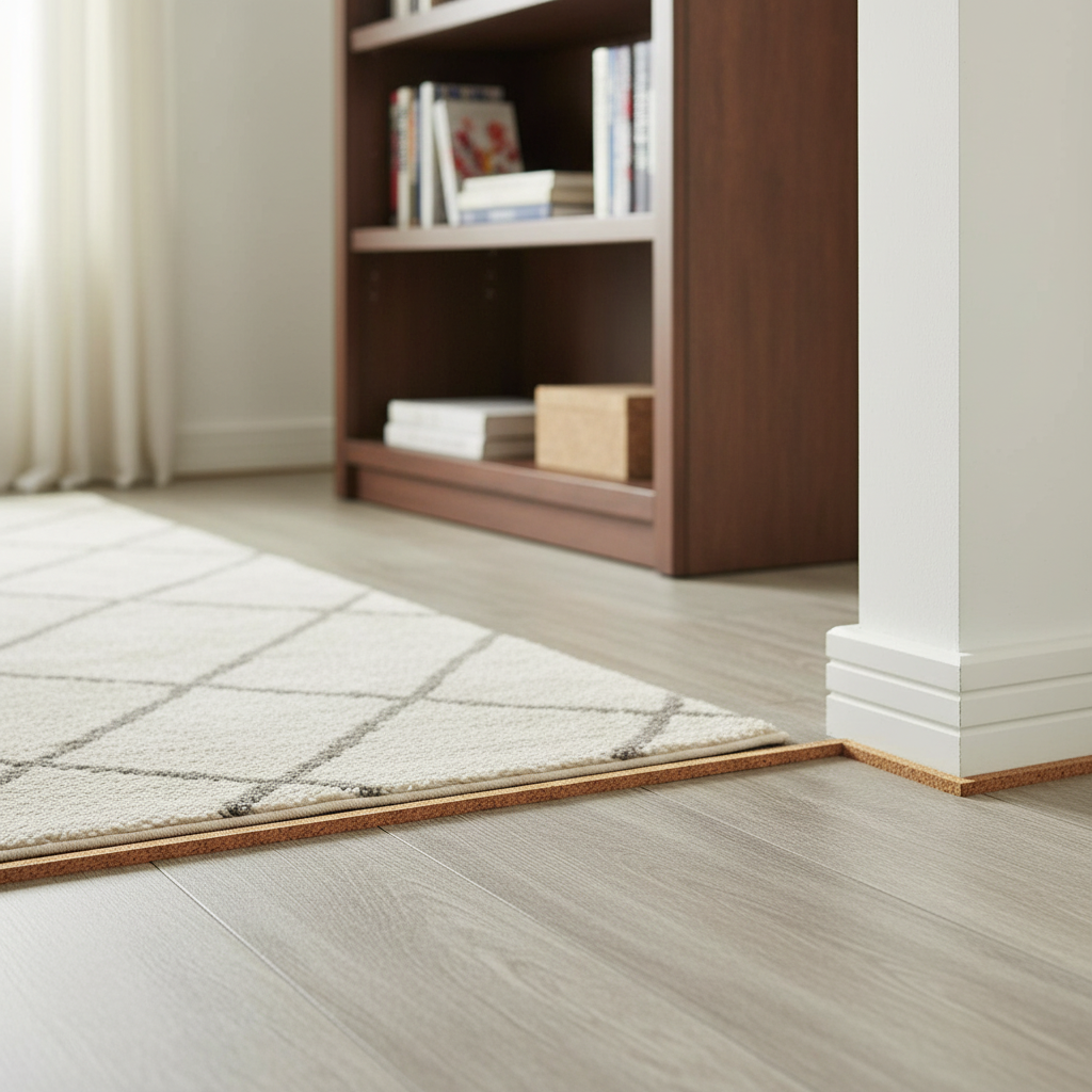 Premium Cork Expansion Joint - 600mm x 10mm for Flooring Gaps - 30 Pack with 18 Meters Coverage; visible under area rug, ideal for soundproofing, acoustic insulation, preventing flooring buckling in the living space.