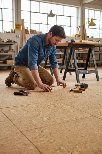 Professional Natural Cork Flooring 300mm x 300mm Tiles - 5mm Thick, Unsealed for Comfortable Residential Use