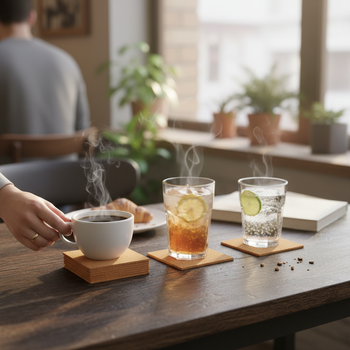 Premium Non-Adhesive Cork Coaster Sheets - 90mm x 90mm, 4mm Thick, Pack of 25 for Versatile Use