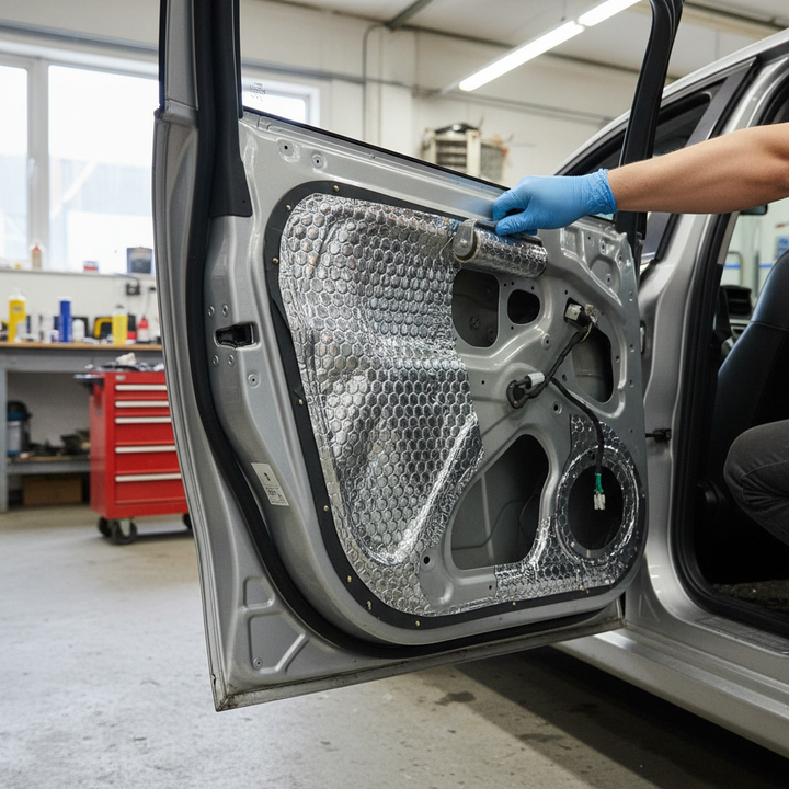 Premium Self-Adhesive Sound Deadening Vibration Damper - 50 Sheets, Hex Embossed for Easy Installation and Noise Reduction