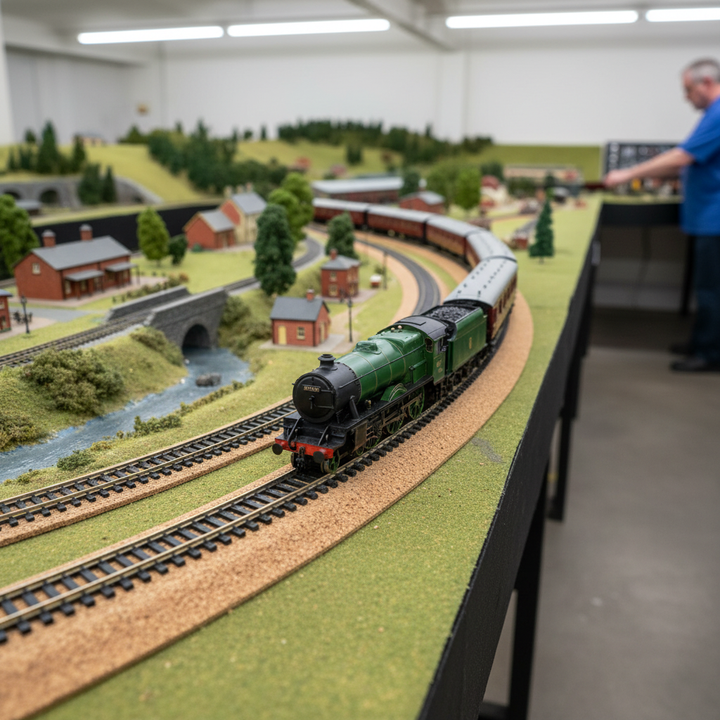 High-Performance Model Railway Cork Track Underlay Roll - 10 Meters Long, 65mm Width, 2mm Thickness enhances acoustic insulation in model railways; visible beneath tracks, reducing noise and vibration for smoother, soundproof operation.