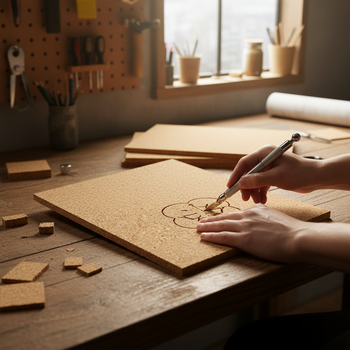 Premium Non-Adhesive Medium Grain Cork Sheets - 610mm x 450mm, 1mm Thick - 4 Pack for Wall Coverings and Pin Boards