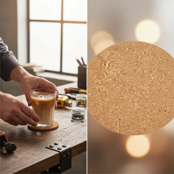 Premium Non-Adhesive Cork Coaster Sheets - 100mm Diameter, 4mm Thick, Pack of 25 for Versatile Use