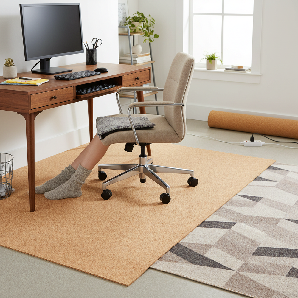 Premium Fine Grain Large Cork Roll - 5 Metre x 1 Metre, 8mm Thick for Interior Walls, ideal for soundproofing and acoustic insulation in home-office setups, enhancing noise reduction and vibration damping.