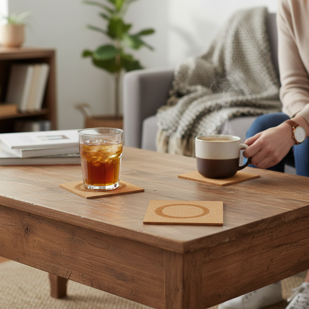 Premium Non-Adhesive Cork Coaster Sheets - 90mm x 90mm, 50 Sheets, 2mm Thick for Versatile Use