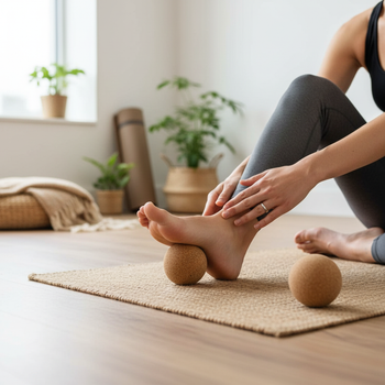 Premium Natural Cork Yoga Massage Balls 90mm - 2 Pack for Muscle Relief and Flexibility