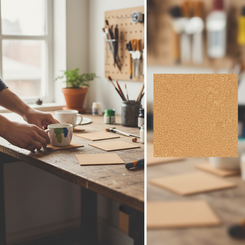 Premium Non-Adhesive Cork Coaster Sheets - 100mm x 100mm, 4mm Thick, 25 Sheets Pack for Versatile Applications