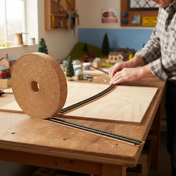 Professional Model Railway Cork Track Underlay Roll - 10 Meters Long, 2mm Thick for Enhanced Sound Dampening and Stability