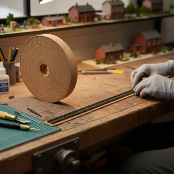 High-Performance Model Railway Cork Track Underlay Roll - 10 Meters Long, 65mm Width, 2mm Thickness for Enhanced Sound Dampening and Stability