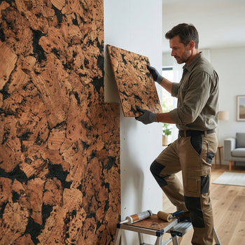 Black Patterned Cork Wall Tiles – Decorative Acoustic Panels | 600x300mm, 3mm Thick (11 Pack, 1.98m² Coverage)