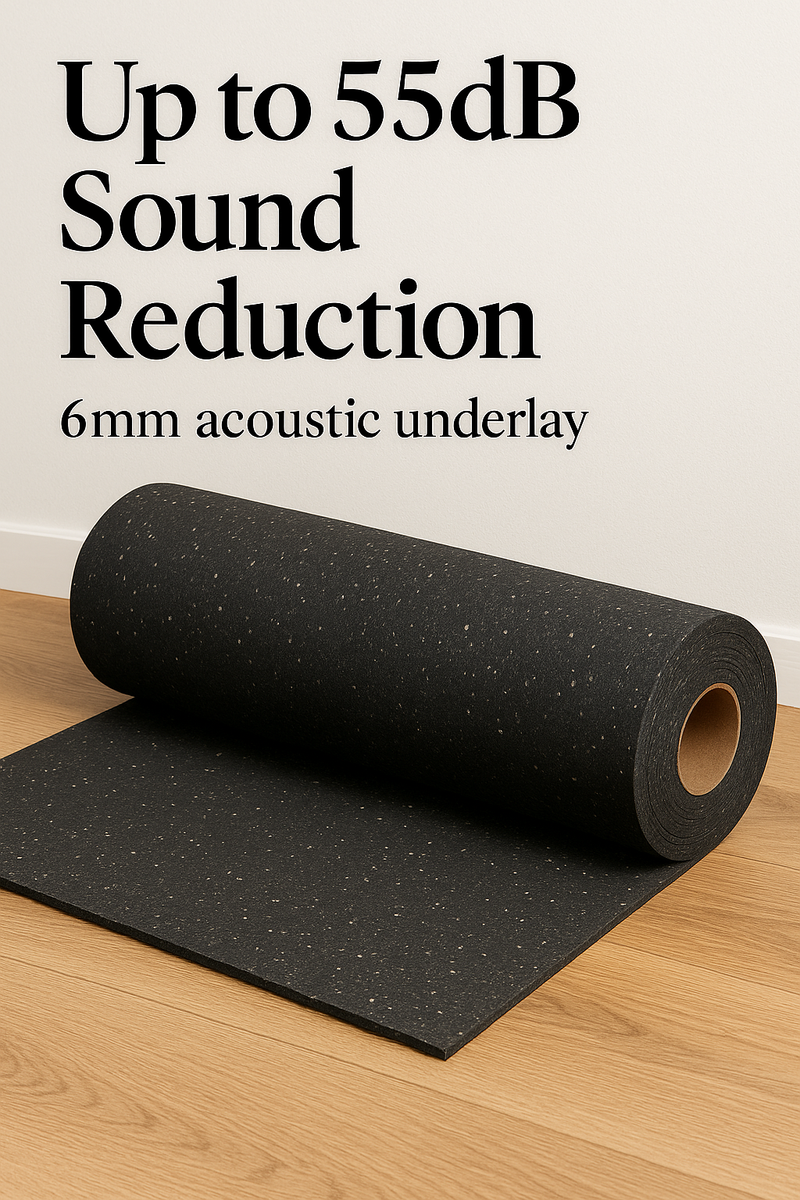 6mm Acoustic Underlay – Industry-Leading 55dB Sound Reduction | Recycled Rubber Mat | Under Screed & Flooring Use | Complies with UK Building Regs