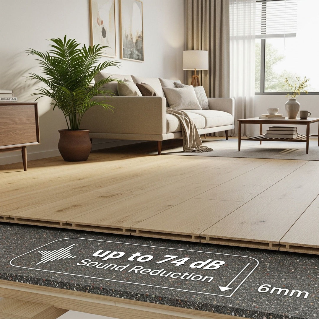 Up to 74dB Sound Reduction Acoustic Underlay – 6mm Recycled Rubber Mat for Flooring & Screed | UK Building Regs Compliant