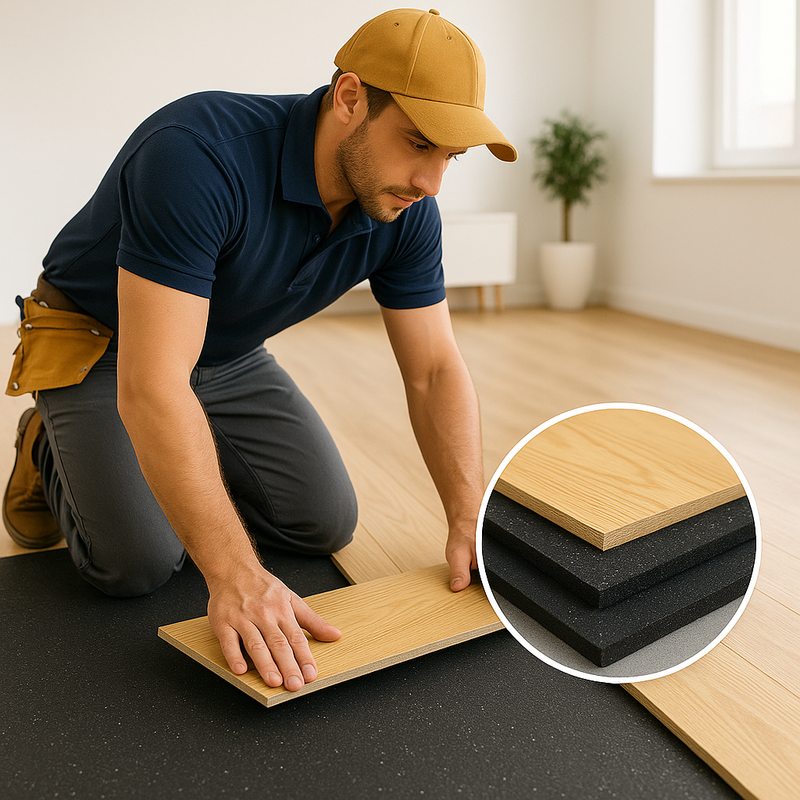 2mm Rubber Acoustic Underlayment – Up to 15 dB Impact Sound Reduction, Vibration Control, Durable & Easy to Install