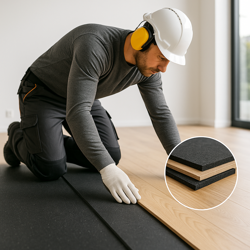 2mm Rubber Acoustic Underlayment – Up to 15 dB Impact Sound Reduction, Vibration Control, Durable & Easy to Install
