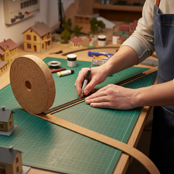 Premium Model Railway Cork Track Underlay Roll - 10 Meters Long, 30mm Wide, 2mm Thick for Enhanced Stability and Sound Dampening