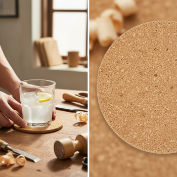 Premium Non-Adhesive Cork Coaster Sheets - 90mm Diameter, 3mm Thick, 38 Sheets for Versatile Applications