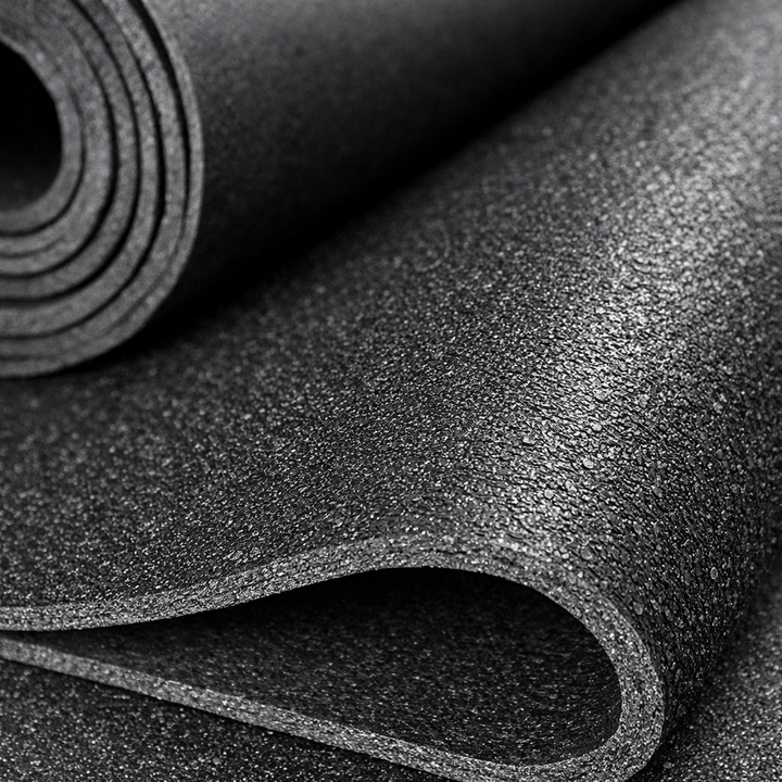 SilentCloud Premium Soundproofing Mat 5 kg displayed partially rolled up, showcasing its textured foam/rubber surface, ideal for effective noise reduction, sound insulation, and acoustic vibration damping in compact spaces.