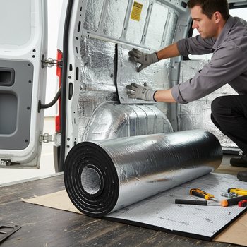 Premium 15mm High-Performance Van Insulation with Reinforced Aluminium Foil and Self-Adhesive Backing for Optimal Thermal and Acoustic Control