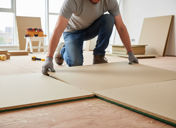 Professional Acoustic Floating Floor Panel 28mm Thick with High Density Chipboard and Felt Resilient Layer for Impact Reduction and Soundproofing