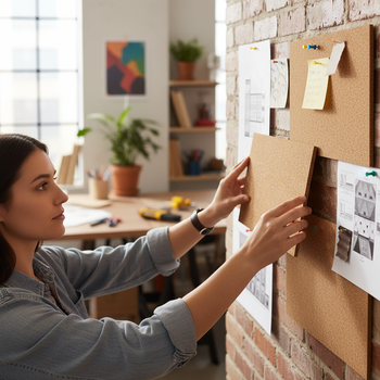 Premium Self Adhesive Natural Cork Wall Tiles - 440mm x 300mm, 10mm Thick for Easy Application and Insulation
