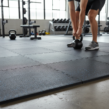 Premium Interlocking Gym Floor Tile - 1m x 1m High-Density Rubber for Superior Durability and Noise Reduction
