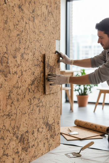 Premium Cork Wall Tiles - Brown Patterned Design, 600mm x 300mm, 3mm Thick, 1.98m2 Coverage